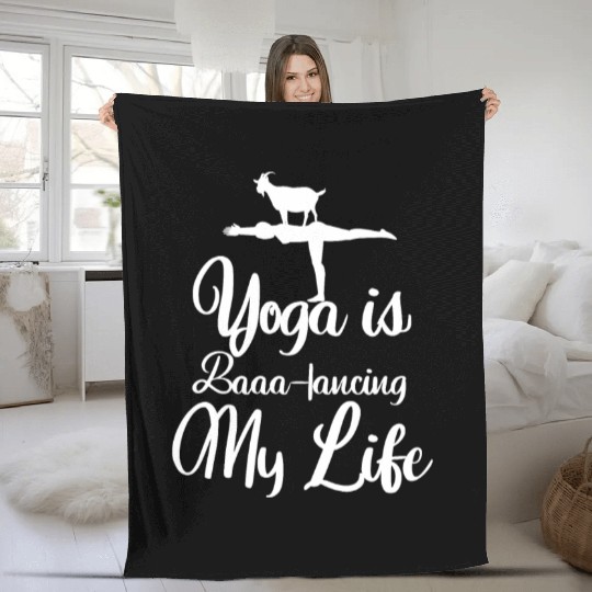 Goat Yoga Balancing My Life Fleece Blankets