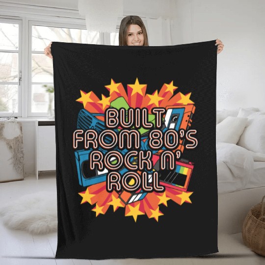 Built From Rock N Roll 1980 Musician Music Lover M Fleece Blankets