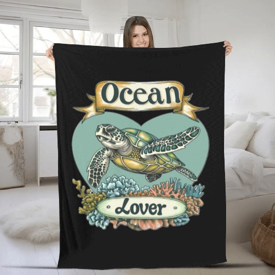 Ocean Lover Sea Turtle Fleece Blankets