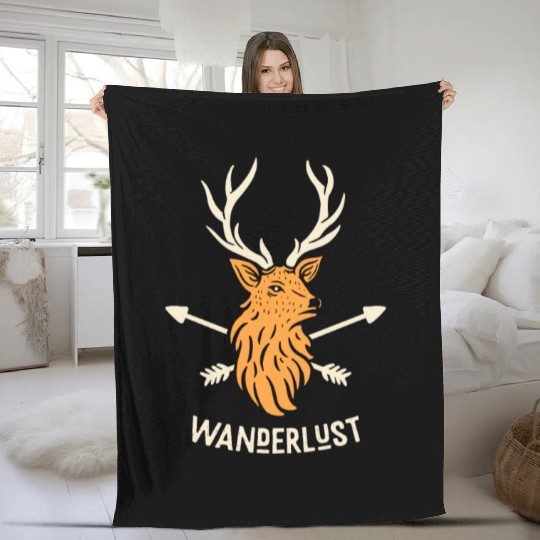 wanderlust deer Fleece Blankets