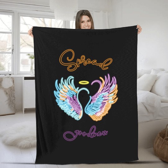 Neon angel wings with helo Fleece Blankets