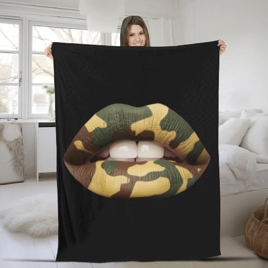 Camo Lips Fleece Blankets
