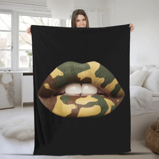 Camo Lips Fleece Blankets