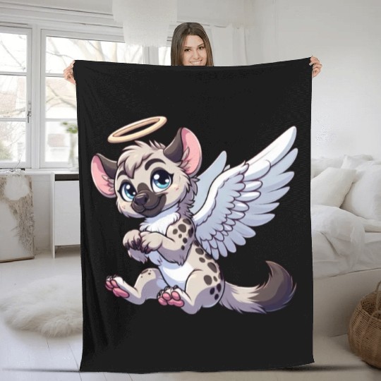 Hyena angel wings halo Fleece Blankets