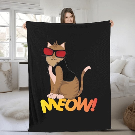 Cat Pose Meow! Fleece Blankets