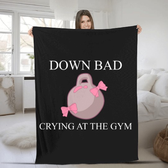 Down bad crying at the gym Fleece Blankets