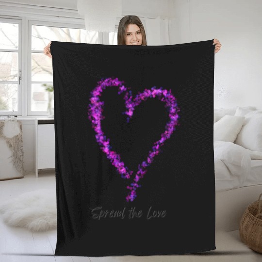 Spread the Love Glitter Heart Fleece Blankets