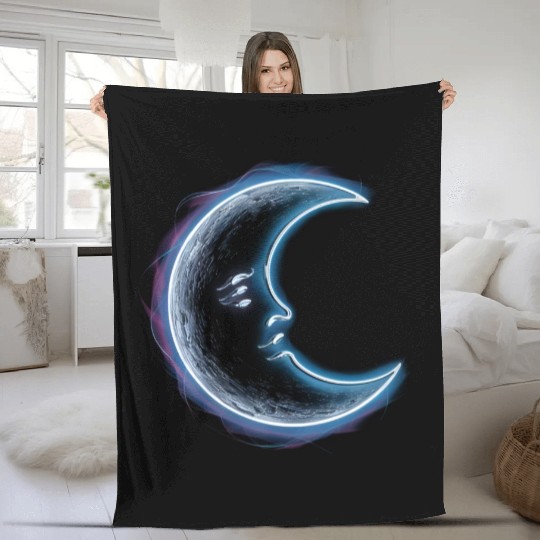 Neon moon Fleece Blankets