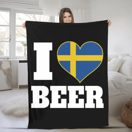 I Love Beer And Sweden Patriotic Expression Fleece Blankets