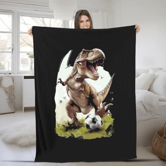 Soccer Player Dinosaur Fleece Blankets