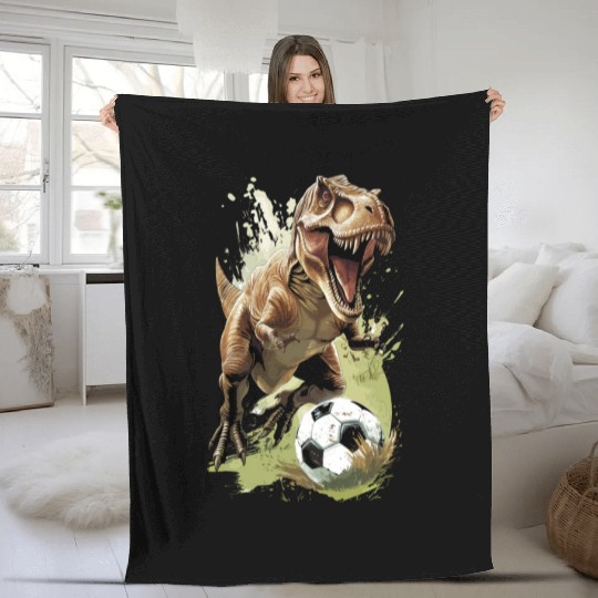 Soccer Ball Trex Dinosaur T-Rex Fleece Blankets