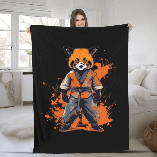 Shaolin style red panda Fleece Blankets