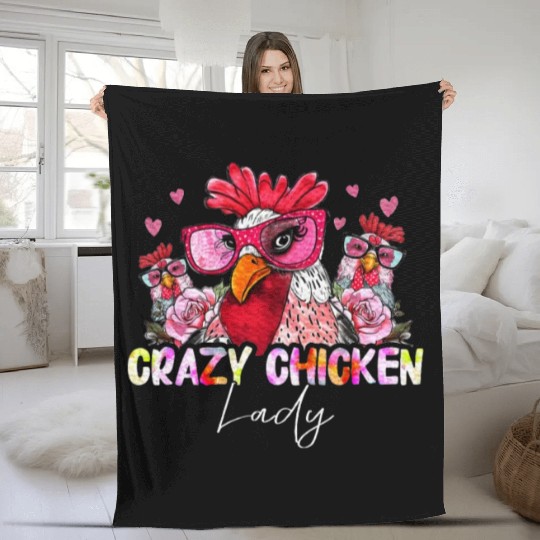 CRAZY Chicken Lady Women Girls Chickens Lover Fleece Blankets