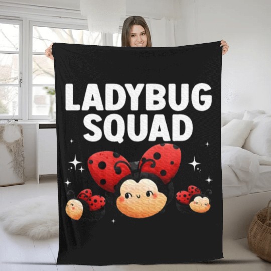 Cute Ladybug Squad Art Insect Ladybug Lover Fleece Blankets