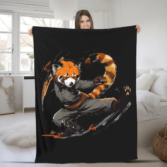 High Kick Red Panda Fleece Blankets