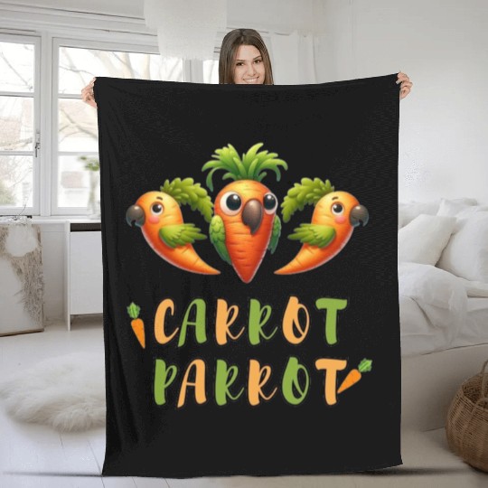 funny carrot parrot Fleece Blankets