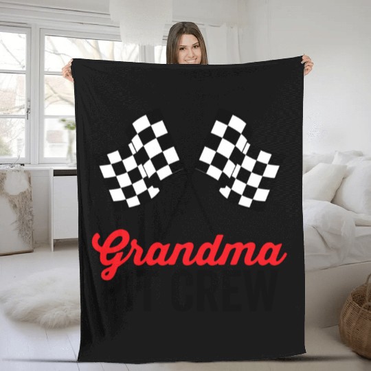 Grandma Pit Crew for Racing Party Costume Team Fleece Blankets