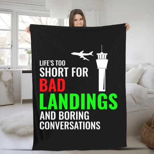 Air Traffic Controller ATC Aviation Humor Airplane Fleece Blankets