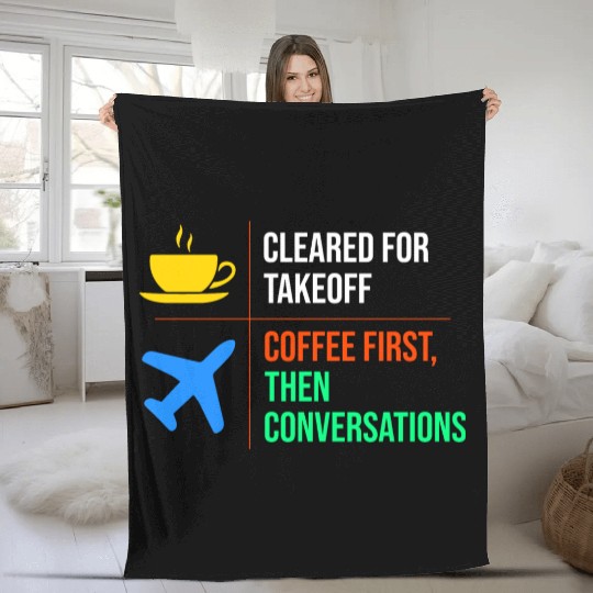 Air Traffic Controller Coffee ATC Aviation Humor Fleece Blankets