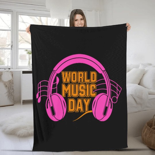 World music day Fleece Blankets design