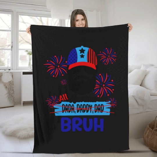 Mens Novelty fun U.S. for All American Dada Daddy Fleece Blankets