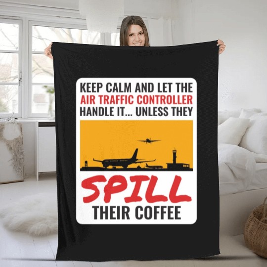 Air Traffic Controller Coffee ATC Aviation Humor Fleece Blankets