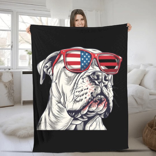 Dogo Argentino dog. 4th of July and memorial day Fleece Blankets