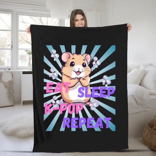 K Pop Fleece Blankets - kawaii k-pop hamster - cute kpop