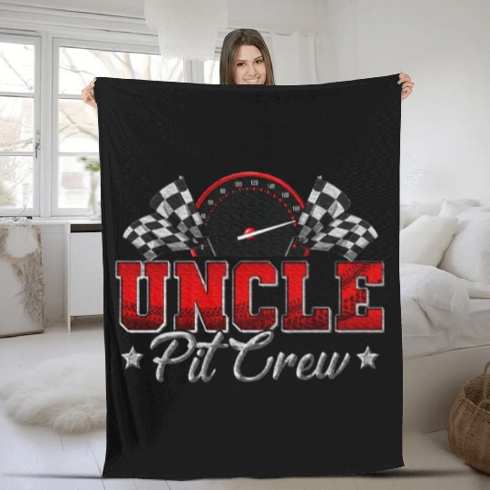 Pit Crew Race Car Racing Uncle Family Birthday Fleece Blankets