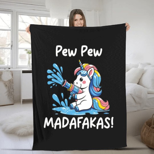 Funny | Hilarious Gift Idea | Pew Pew Madafakas Fleece Blankets