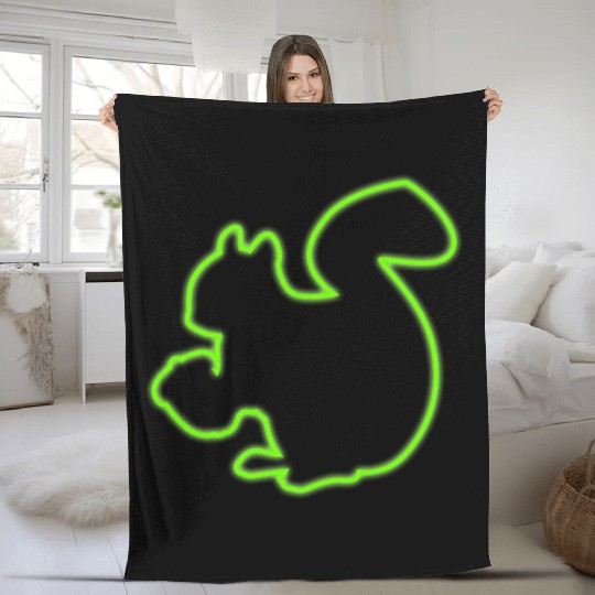 Neon Sign Squirrel Animal Lover Chipmunks Symbol Fleece Blankets