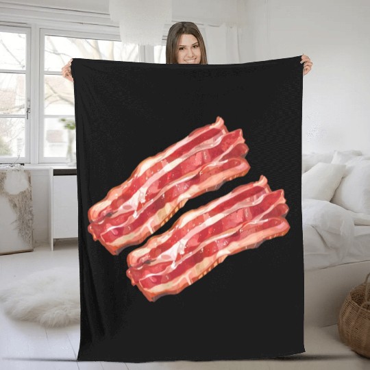 Illustrated Bacon Strips Fleece Blankets