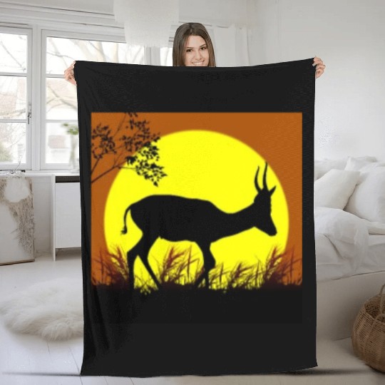deer sunset Fleece Blankets
