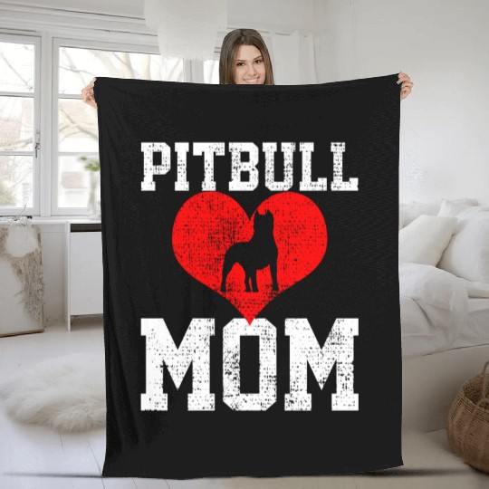 Pitbull Mom Love Mama Unique Artistic Expression Fleece Blankets