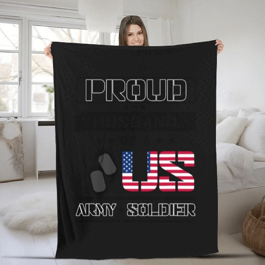 Proud Husband of a US Army Fleece Blankets