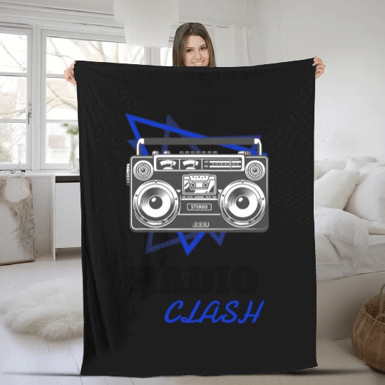 Punk Rock Radio Clash Retro Boombox Music Fleece Blankets