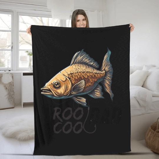Funy Father's Day Reel Cool Dad Crazy Dog Dad Fish Fleece Blankets