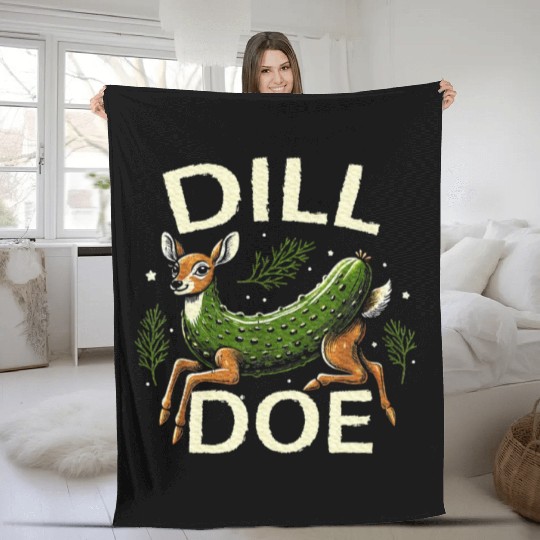 Raunchy Vulgar Naughty Gag Dill Pickle Deer Doe Fleece Blankets