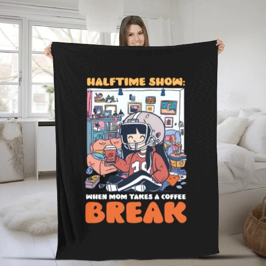 Football Mom Halftime Show: Mom Takes Coffee Break Fleece Blankets