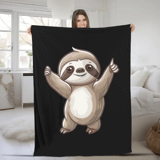 Charming Smiling Sloth Embracing Life Fleece Blankets