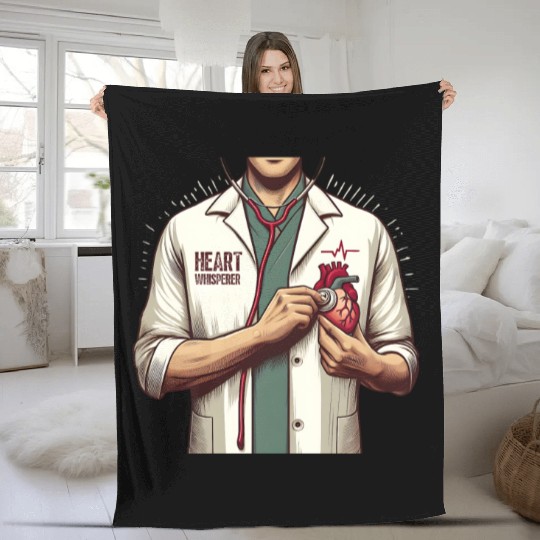 Cardiac Nurse Heart Whisperer Design Fleece Blankets