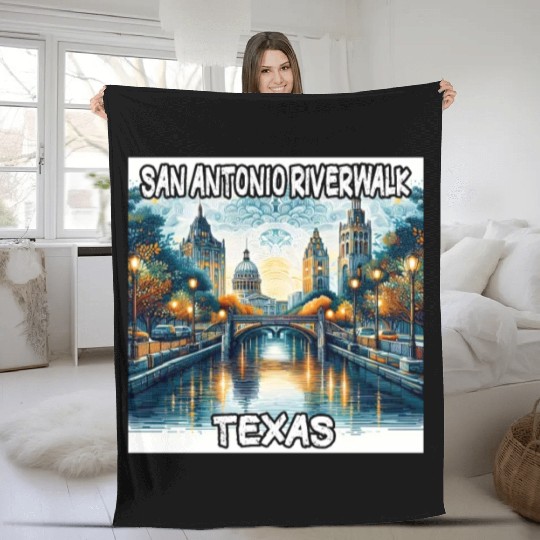 San Antonio Riverwalk Fleece Blankets