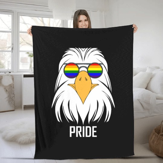 LGBTQ BALD EAGLE PRIDE DESIGN Fleece Blankets