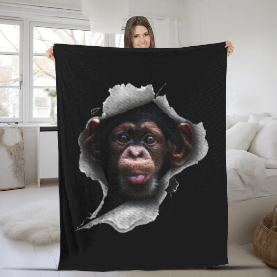 Chimp, Monkey Lover, Chimpanzee, Monkey Fleece Blankets