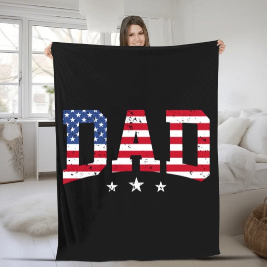 USA Patriotic Dad Father's Day American Flag Fleece Blankets
