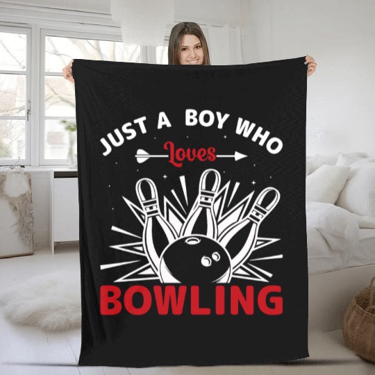 just a boy who loves bowling Fleece Blankets