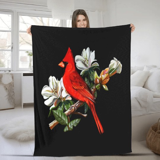 Northern Red Cardinal On A Branch Fleece Blankets