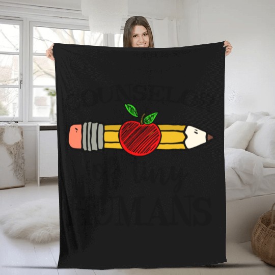 School Counselor of Tiny Humans Back To School Fleece Blankets