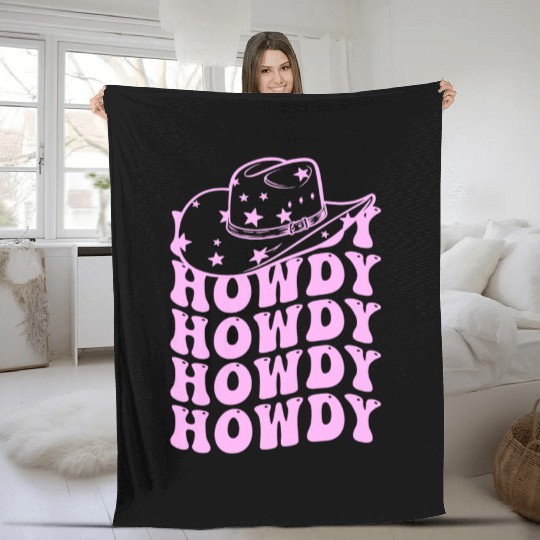 Western Country Texas Cowboy Hat Fleece Blankets