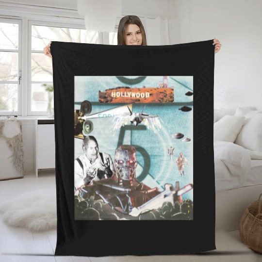 lights camera hollywood Fleece Blankets
